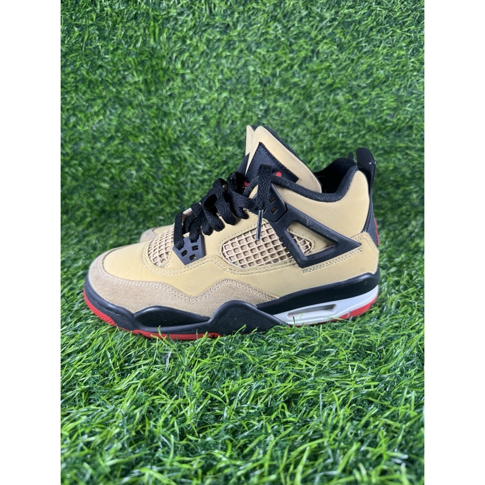 Air Jordan 4 Retro GS Pizza IH2094-200 Tan Black Red Size 4.5Y Sneaker